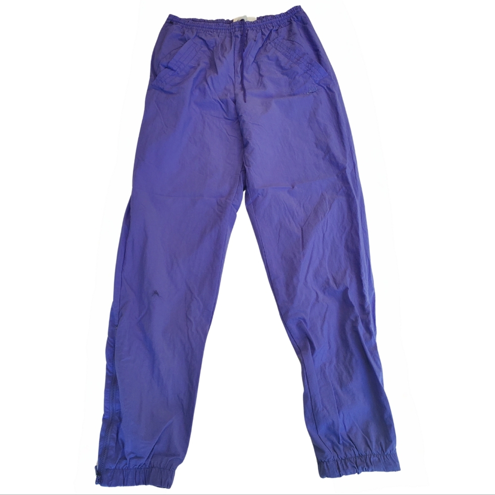VTG 90’s Nike Spellout Grey Tag Purple Windbreaker Pants Women’s SZ Small #006